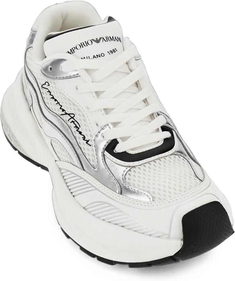 Emporio Armani Mesh sneakers met metallic vlak Wit - Foto 2