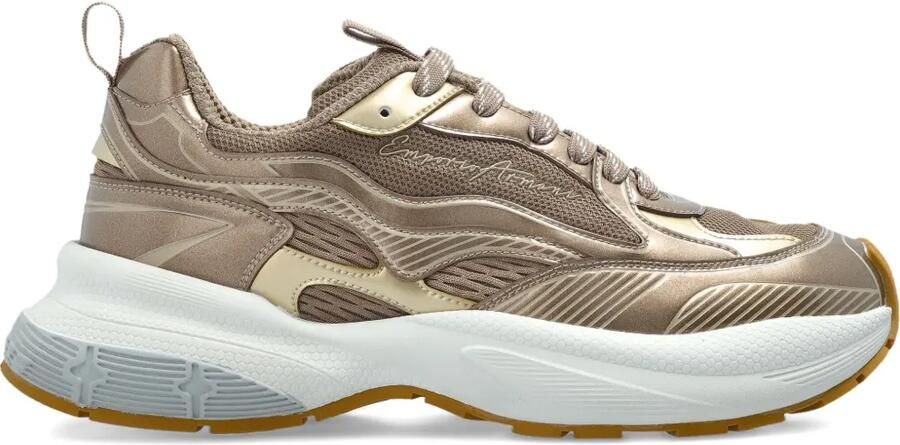 Emporio Armani Metallic sneakers met mesh Goud