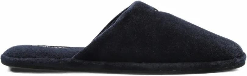 Emporio Armani slip-on slippers in chenille with embroidered logo Blauw