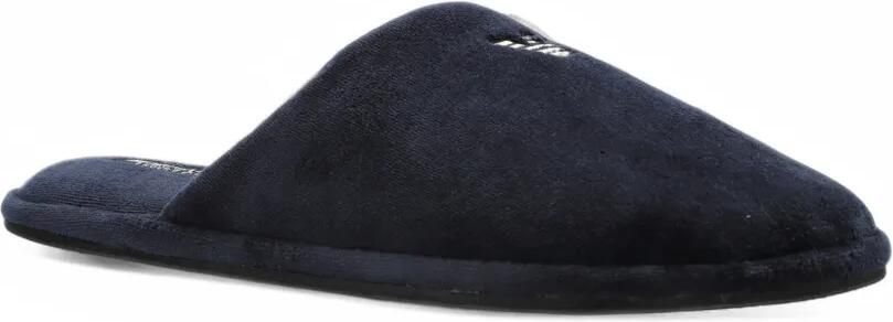 Emporio Armani slip-on slippers in chenille with embroidered logo Blauw - Foto 4