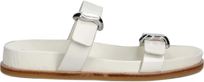 Emporio Armani Slippers met twee bandjes en gespdetail Wit