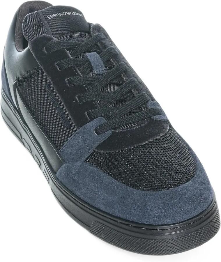 Emporio Armani sneakers low-top with suede and mesh upper and rubber sole Zwart - Foto 2