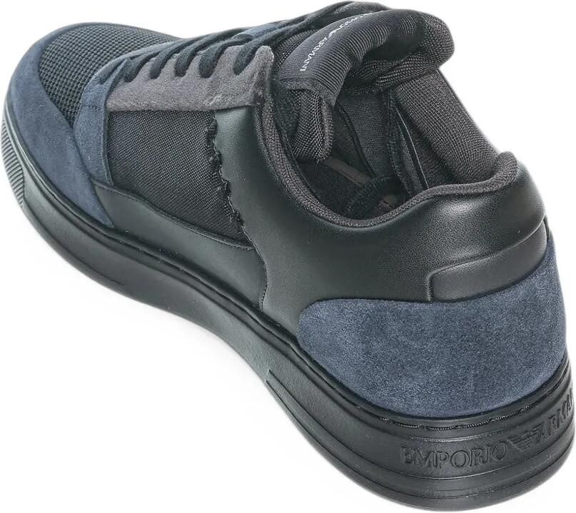 Emporio Armani sneakers low-top with suede and mesh upper and rubber sole Zwart - Foto 3