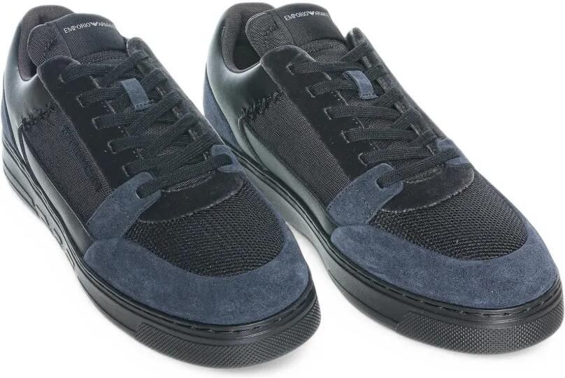 Emporio Armani sneakers low-top with suede and mesh upper and rubber sole Zwart - Foto 4