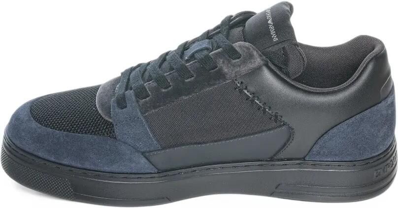 Emporio Armani sneakers low-top with suede and mesh upper and rubber sole Zwart - Foto 5