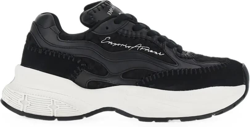 Emporio Armani Sneakers met geborduurd logo en stiksels Zwart
