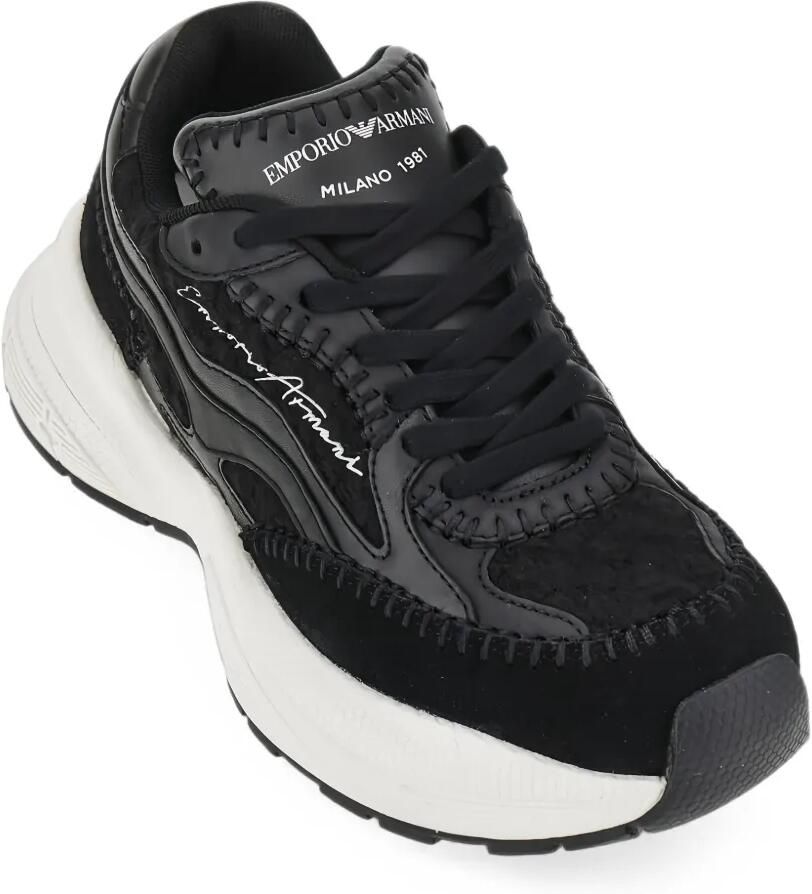 Emporio Armani Sneakers met geborduurd logo en stiksels Zwart - Foto 2