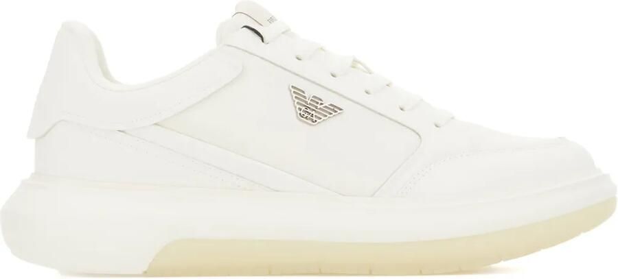 Emporio Armani Sneakers met logoplakkaat en plateauzool Wit