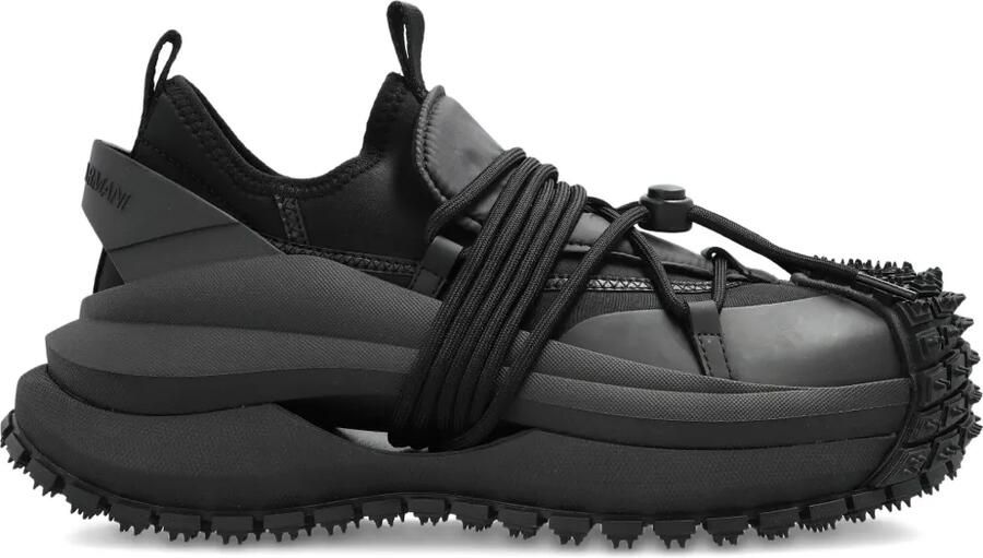 Emporio Armani Sneakers met studs en veters Zwart