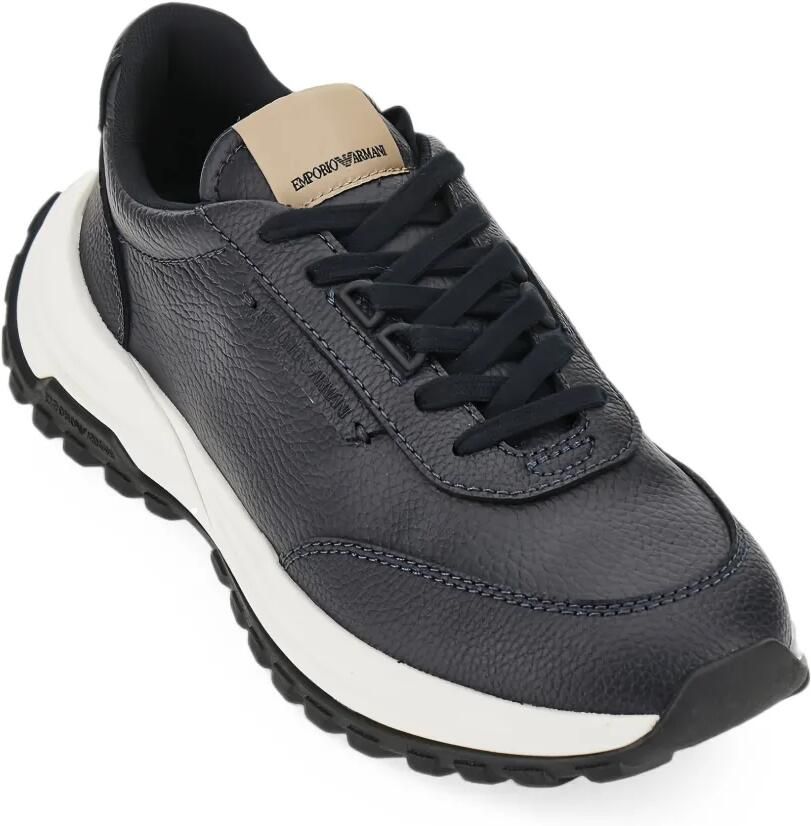 Emporio Armani Sneakers van bewerkt leer Blauw