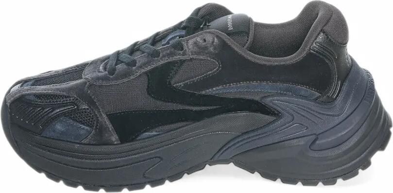 Emporio Armani sneakers with mesh suede and a chunky rubber sole Zwart