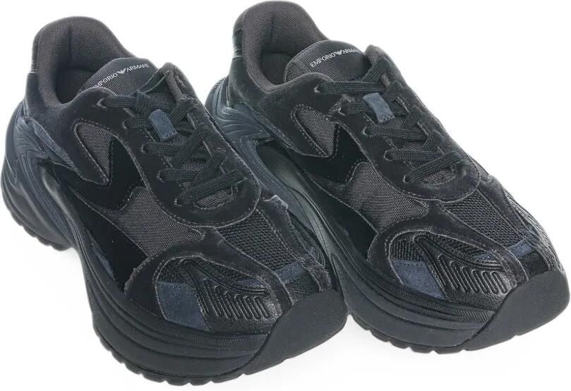 Emporio Armani sneakers with mesh suede and a chunky rubber sole Zwart - Foto 4