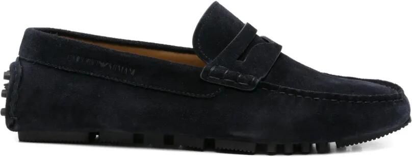 Emporio Armani Suède loafers Blauw