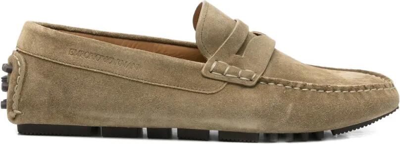 Emporio Armani Suède loafers Groen