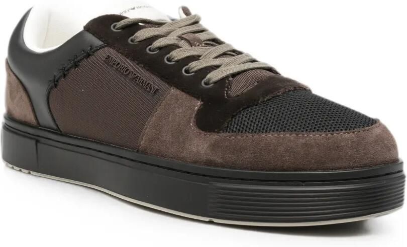 Emporio Armani Suède sneakers met vlakken Bruin - Foto 2