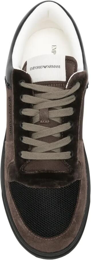 Emporio Armani Suède sneakers met vlakken Bruin - Foto 4