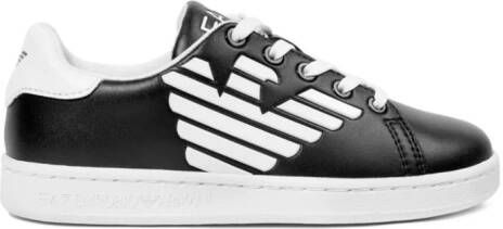 Emporio Ar i Kids Leren sneakers met logoplakkaat Zwart