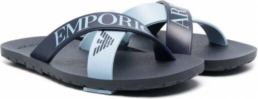 Emporio Armani Kids Sandalen met logobandje Blauw