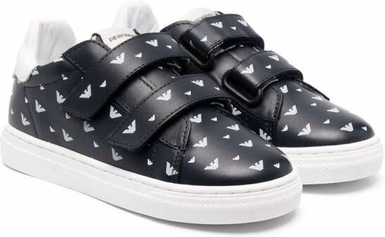 Emporio Armani Kids Sneakers met klittenband Blauw