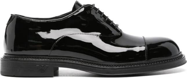 Emporio Armani Lakleren Oxford schoenen Zwart