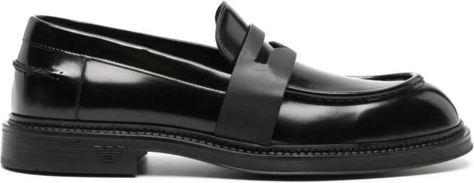 Emporio Armani Leren loafers Zwart