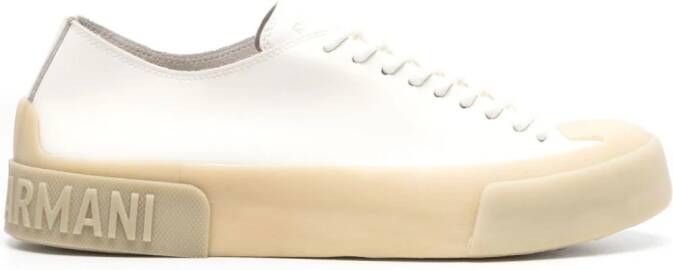 Emporio Armani Leren sneakers met logozool Wit