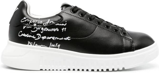 Emporio Armani Leren sneakers Zwart