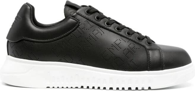 Emporio Armani Leren sneakers Zwart