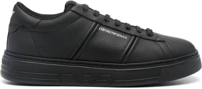 Emporio Armani Leren sneakers Zwart