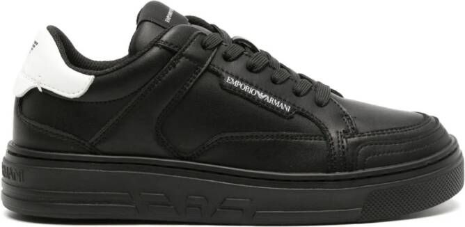 Emporio Armani Leren sneakers Zwart