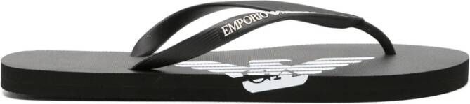Emporio Armani logo-strap flip flops Zwart