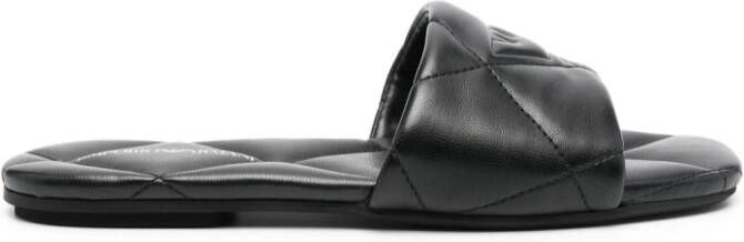 Emporio Armani Gewatteerde sandalen met adelaarpatroon Zwart