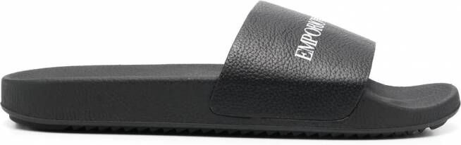 Emporio Armani Slippers met logo-reliëf Zwart