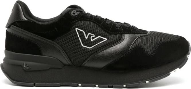 Emporio Armani Sneakers met mesh vlak Zwart