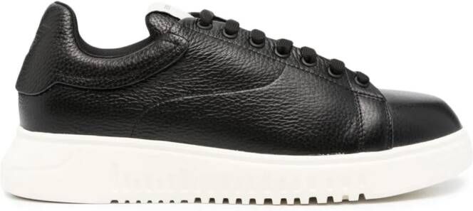 Emporio Armani Leren sneakers Zwart