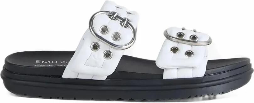 EMU AUSTRALIA Bondi Buckle 2.0 slippers verfraaid met ringlets Wit
