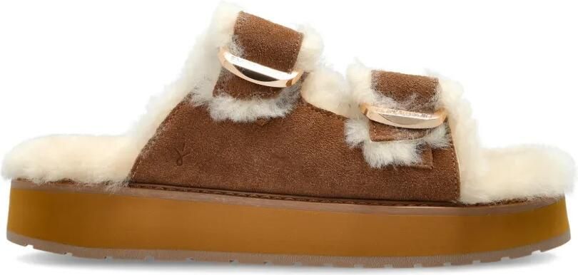 EMU AUSTRALIA Cabello sandalen met plateauzool en lammy afwerking Bruin
