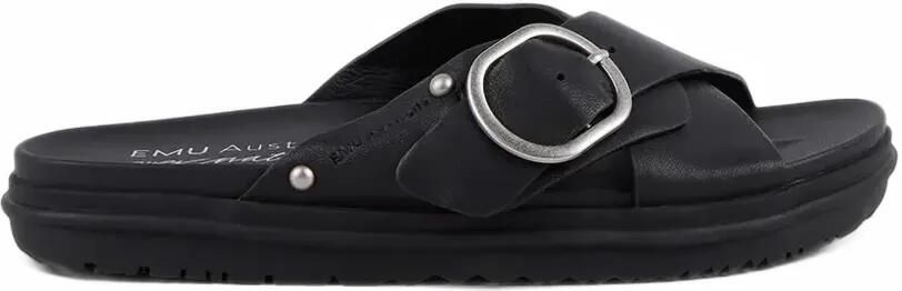 EMU AUSTRALIA Ebony slippers met gekruiste bandjes en gespdetail Zwart