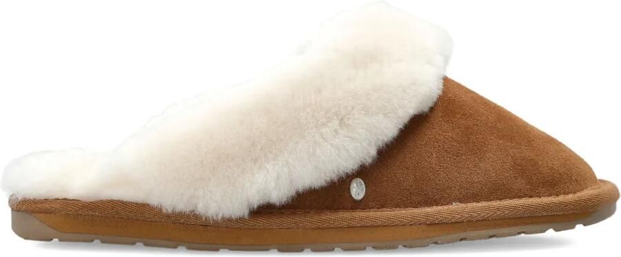 EMU AUSTRALIA Jolie slippers met afwerking van bont Bruin