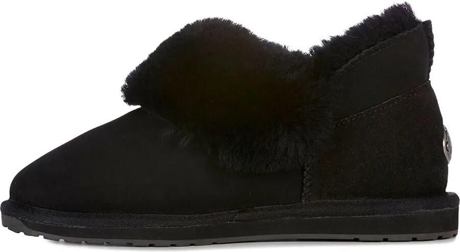 EMU AUSTRALIA Sheepskin slippers met afwerking van bont Zwart