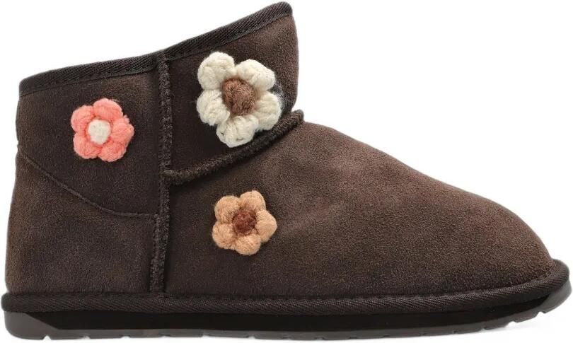 Emu Kids Daisy leren laarzen met bloe patch Bruin - Foto 3