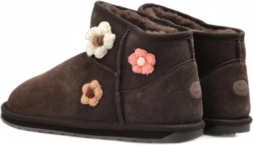 Emu Kids Daisy leren laarzen met bloe patch Bruin - Foto 4