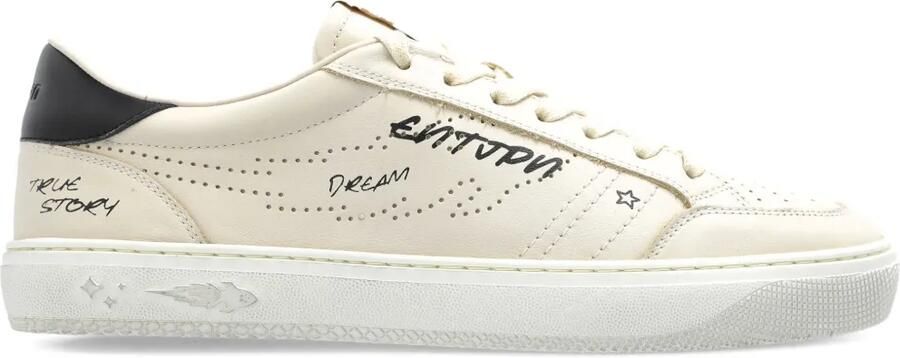 Enterprise Japan Geperforeerde leren sneakers Beige