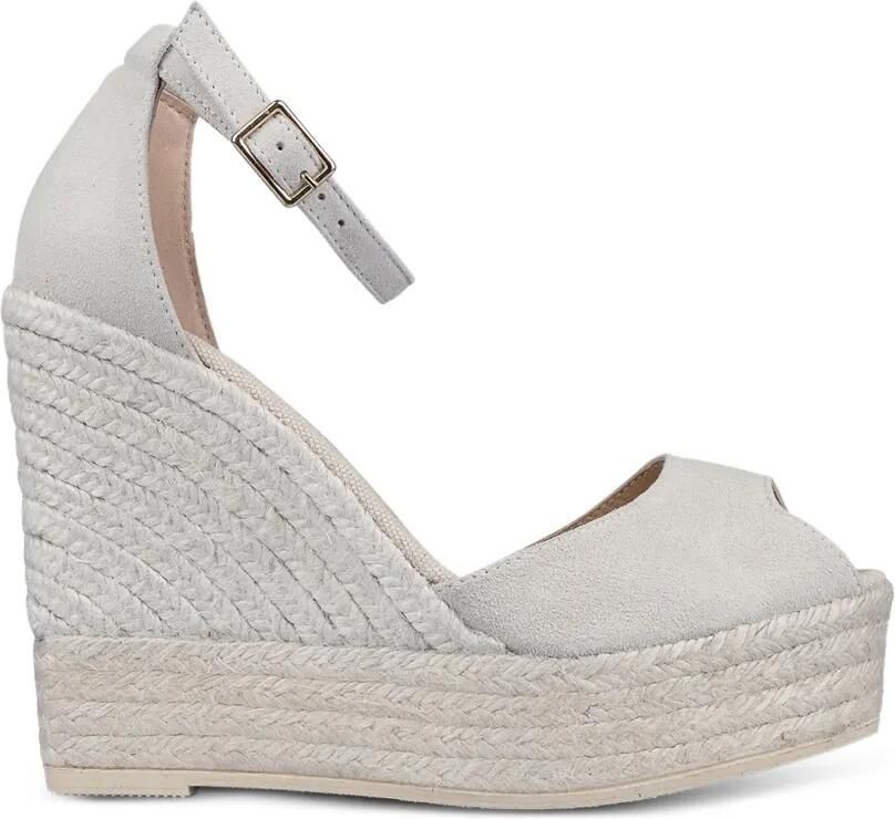 Espadrilles Sandalen met open neus en sleehak Grijs - Foto 3