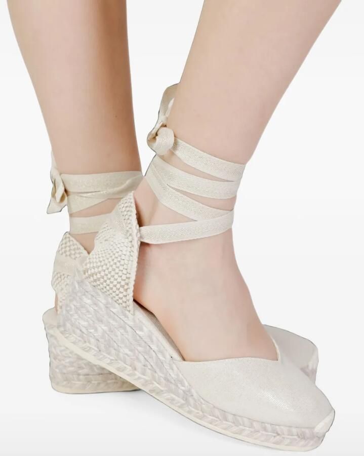 Espadrilles wedge-heel lace-up sandals Beige