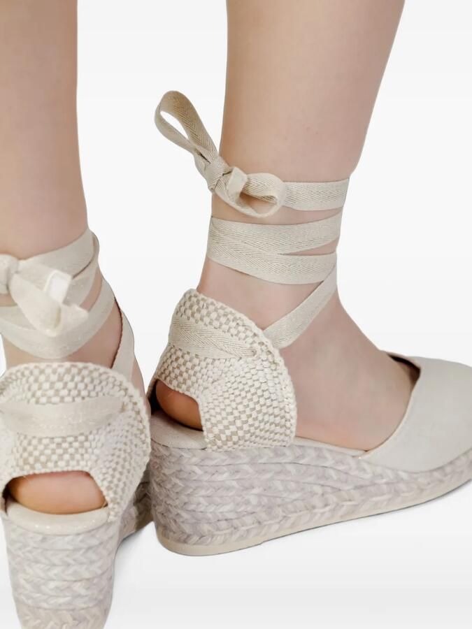 Espadrilles wedge-heel lace-up sandals Beige - Foto 3