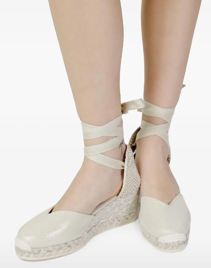 Espadrilles wedge-heel lace-up sandals Beige - Foto 2