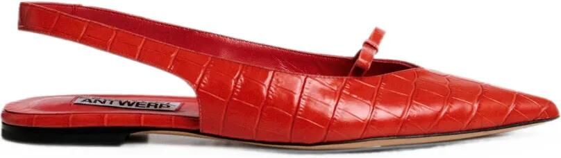 Essentiel Antwerp Klat2 platte slingback pumps met krokodillen-reliëf Rood