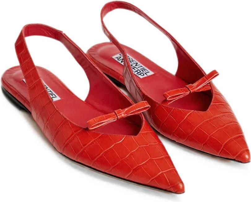 Essentiel Antwerp Klat2 platte slingback pumps met krokodillen-reliëf Rood - Foto 4