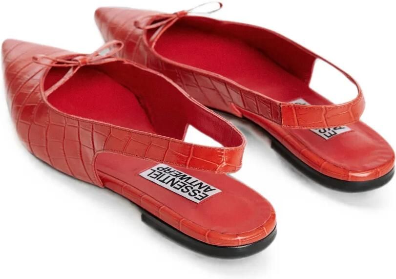 Essentiel Antwerp Klat2 platte slingback pumps met krokodillen-reliëf Rood - Foto 5